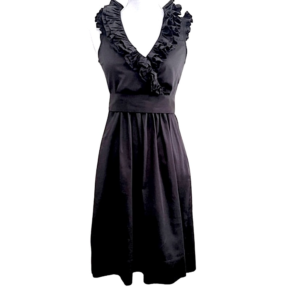Max & Cleo Black Ruffle Deep V-Neck‎ Dress 4